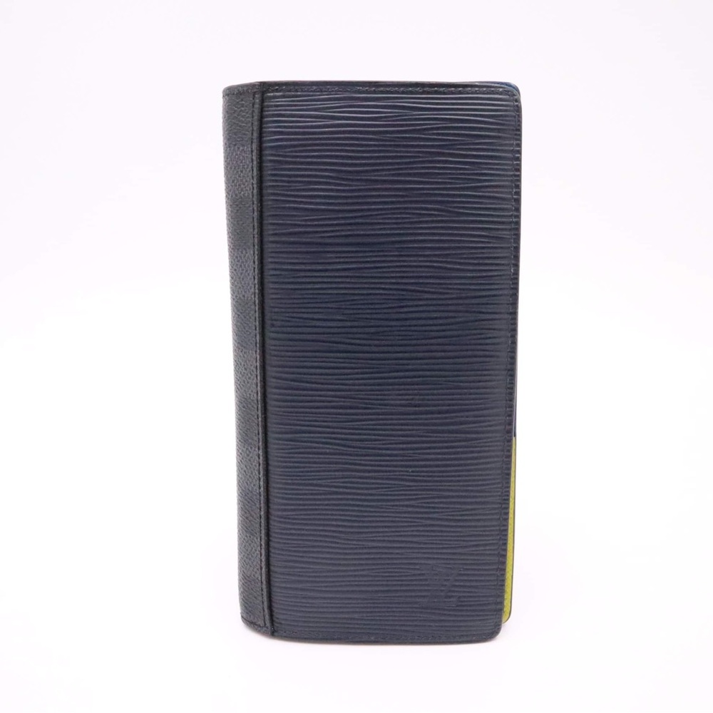 LOUIS VUITTON Brazza Wallet in Damier Graphite and Navy Blue Epi